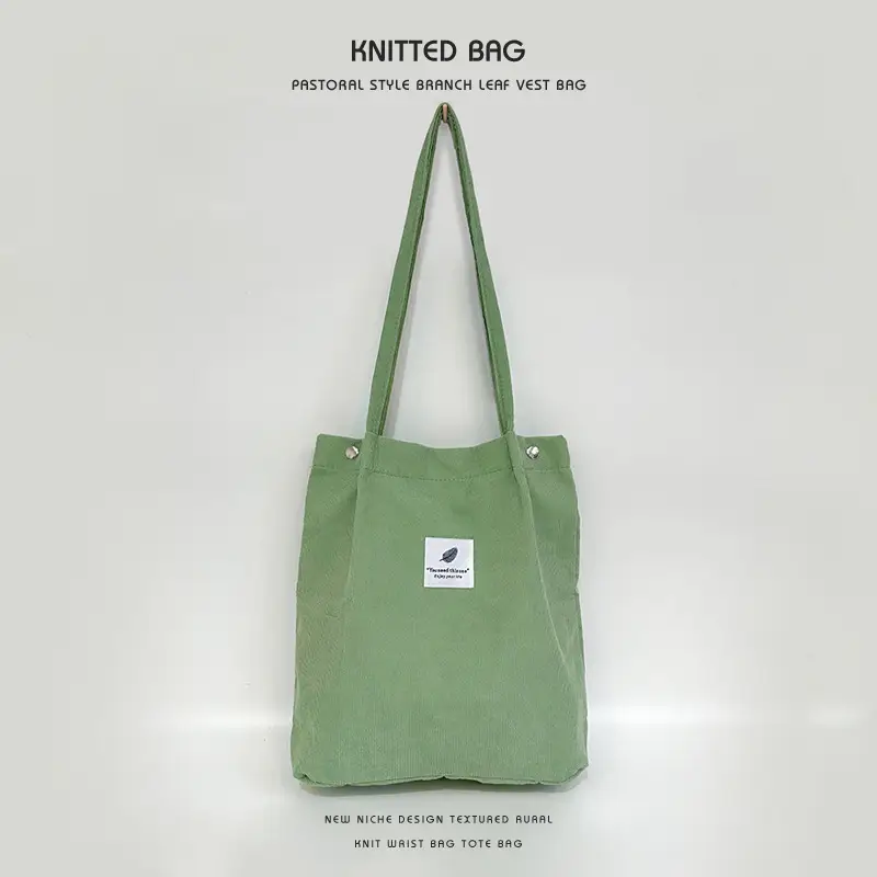 Korean Corduroy Shoulder Bag Large Capacity Beige