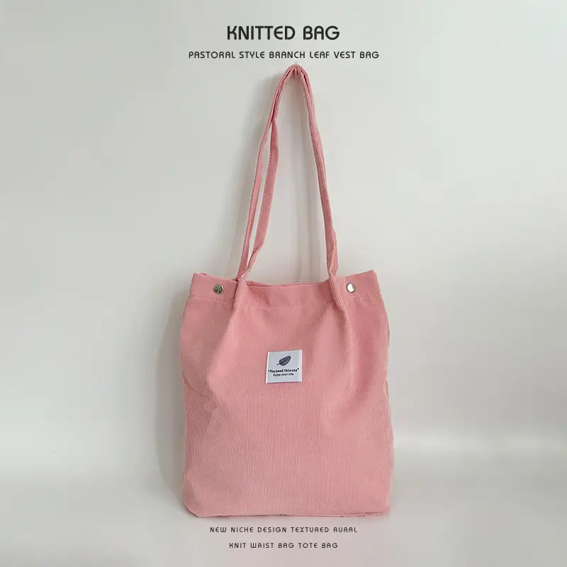 Korean Corduroy Shoulder Bag Large Capacity Beige