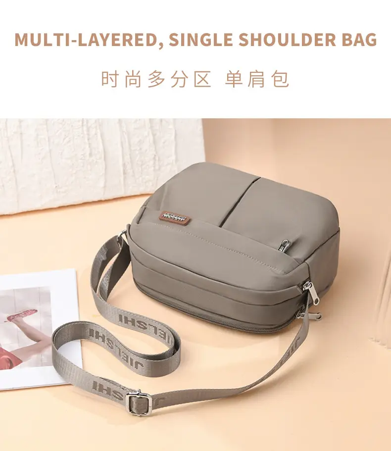 Women Crossbody Bag Grey Solid Color — feature 5