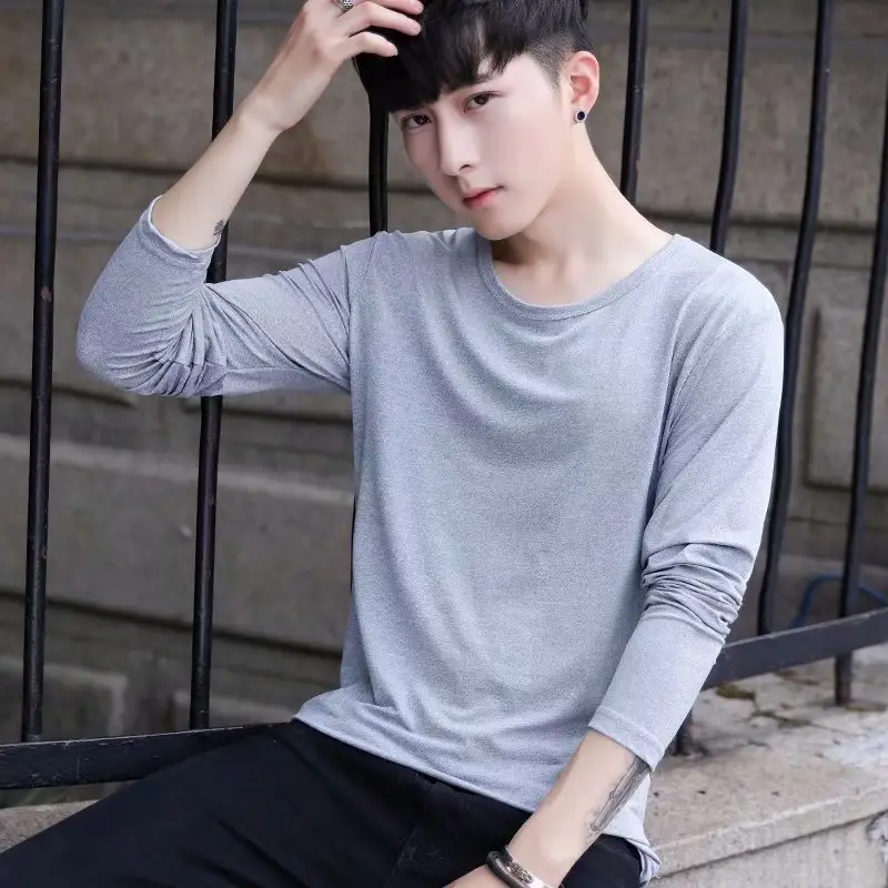 Long Sleeve Men's White Slim Fit T-Shirt - Image 8
