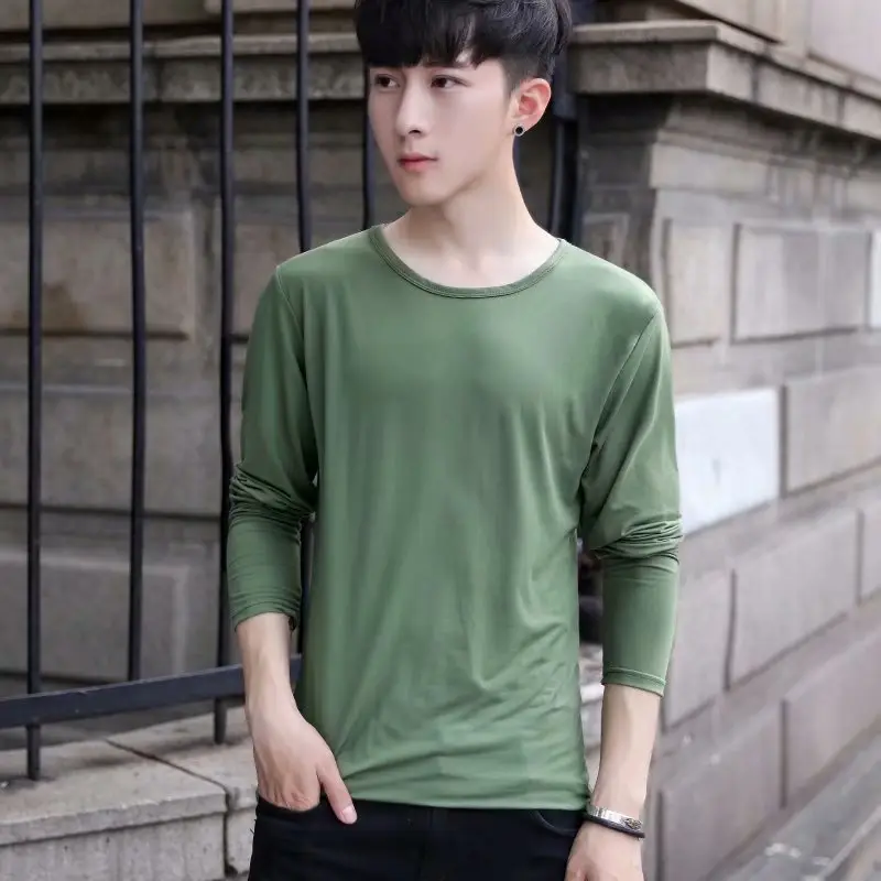Long Sleeve Men's White Slim Fit T-Shirt - Image 10
