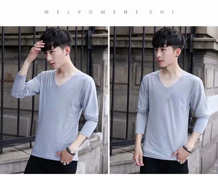 Long Sleeve Men's White Slim Fit T-Shirt — feature 12