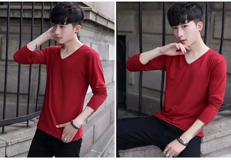 Long Sleeve Men's White Slim Fit T-Shirt — feature 14