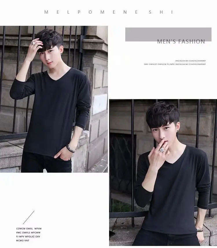 Long Sleeve Men's White Slim Fit T-Shirt — feature 9