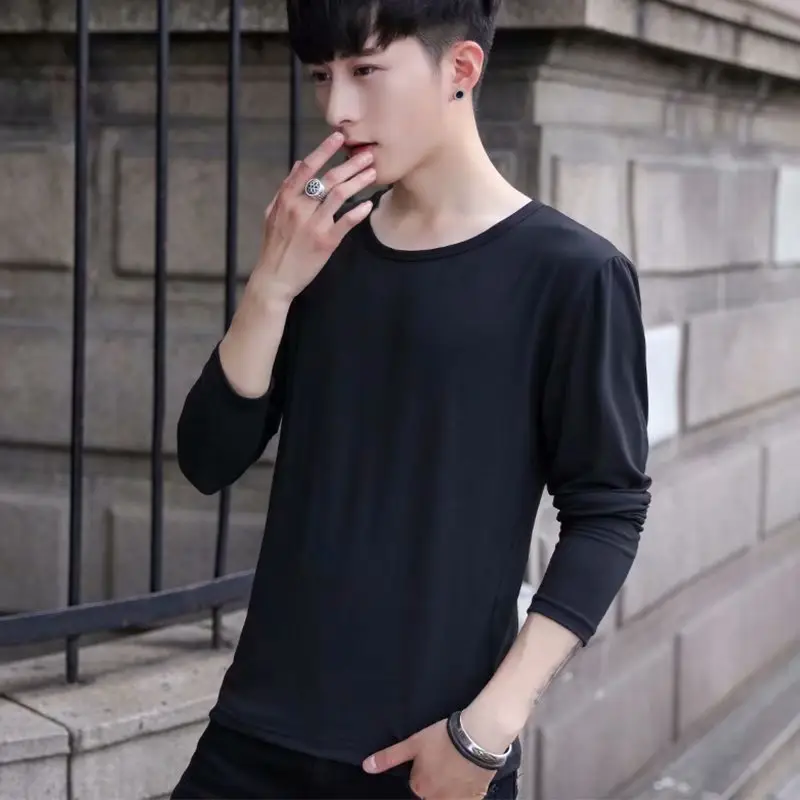 Long Sleeve Men's White Slim Fit T-Shirt - Image 2