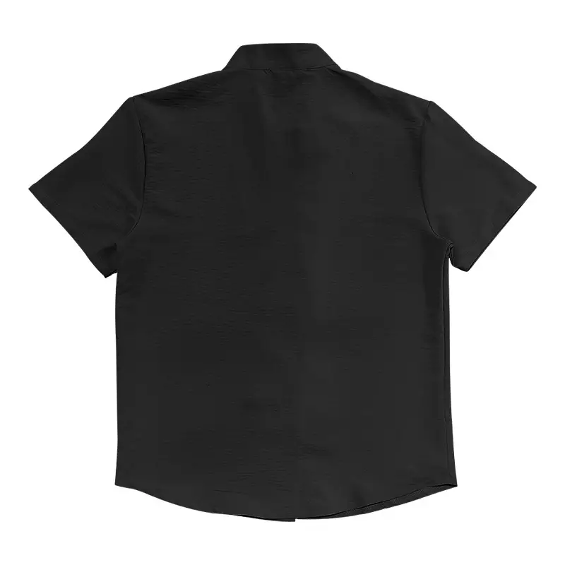 Men's 2025 Summer T-Shirt Brown Button Collar Short Sleeve — feature 27