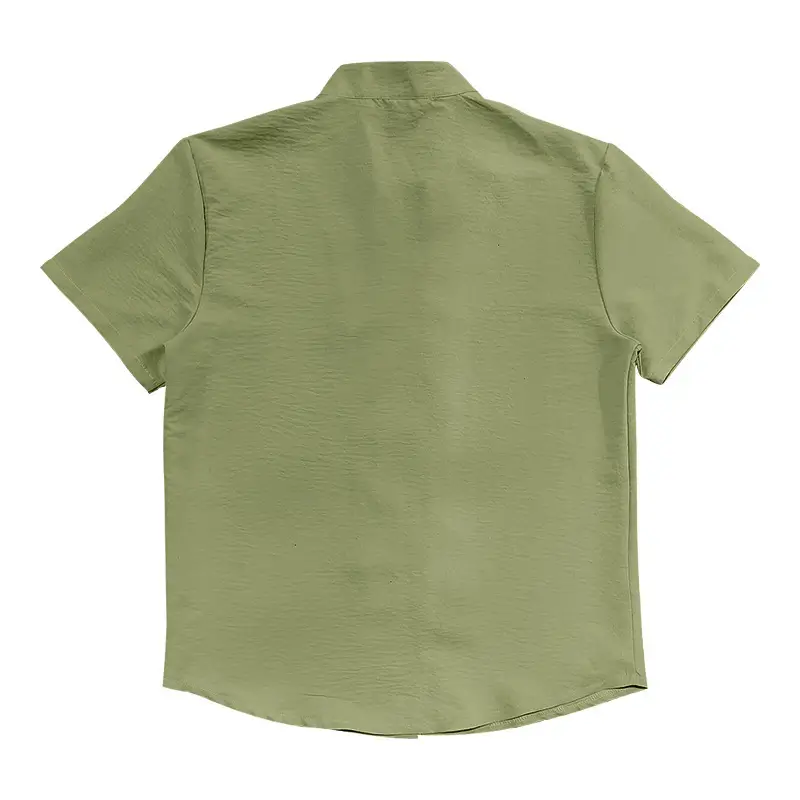 Men's 2025 Summer T-Shirt Brown Button Collar Short Sleeve — feature 36