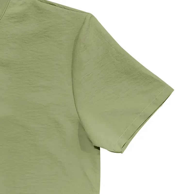 Men's 2025 Summer T-Shirt Brown Button Collar Short Sleeve — feature 37