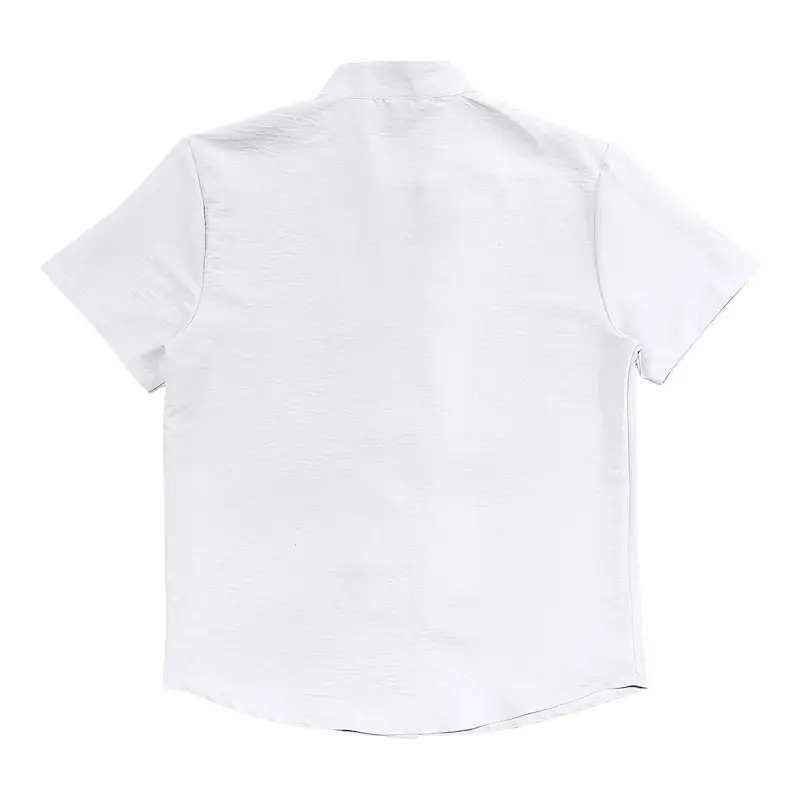 Men's 2025 Summer T-Shirt Brown Button Collar Short Sleeve — feature 9