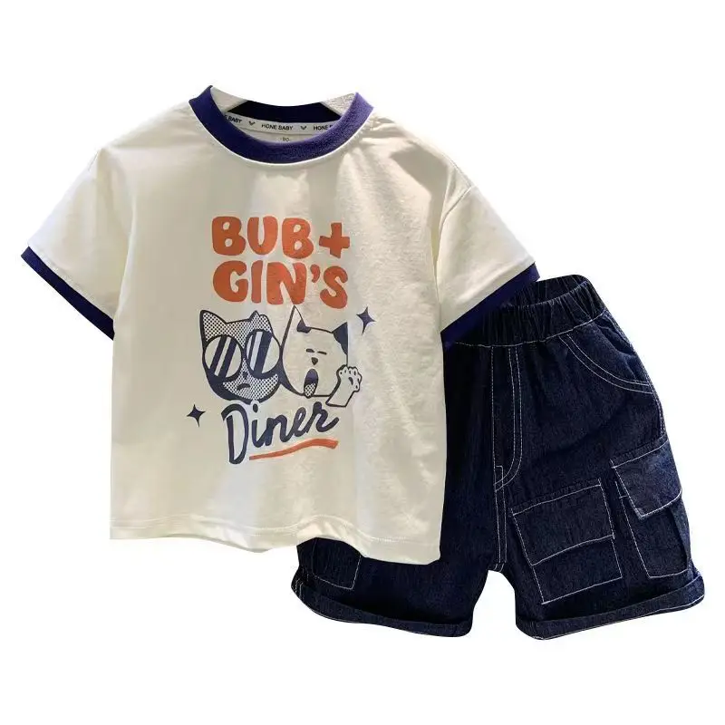 Baby Boy Blue Graphic T-Shirt Shorts Set Summer 2024