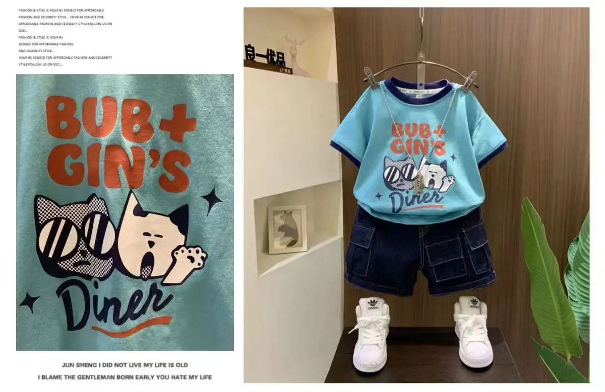 Baby Boy Blue Graphic T-Shirt Shorts Set Summer 2024 — feature 16
