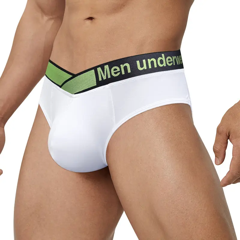 Men V-Neck Laser Gradient Waist Underwear Black Green - Image 5