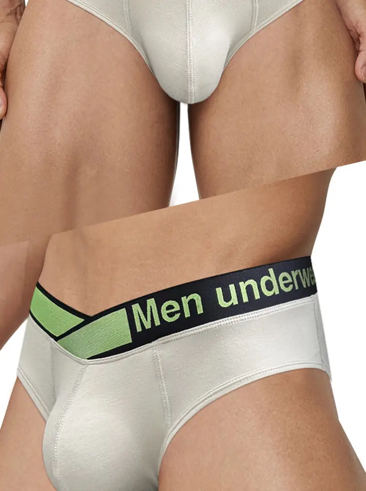 Men V-Neck Laser Gradient Waist Underwear Black Green — feature 30