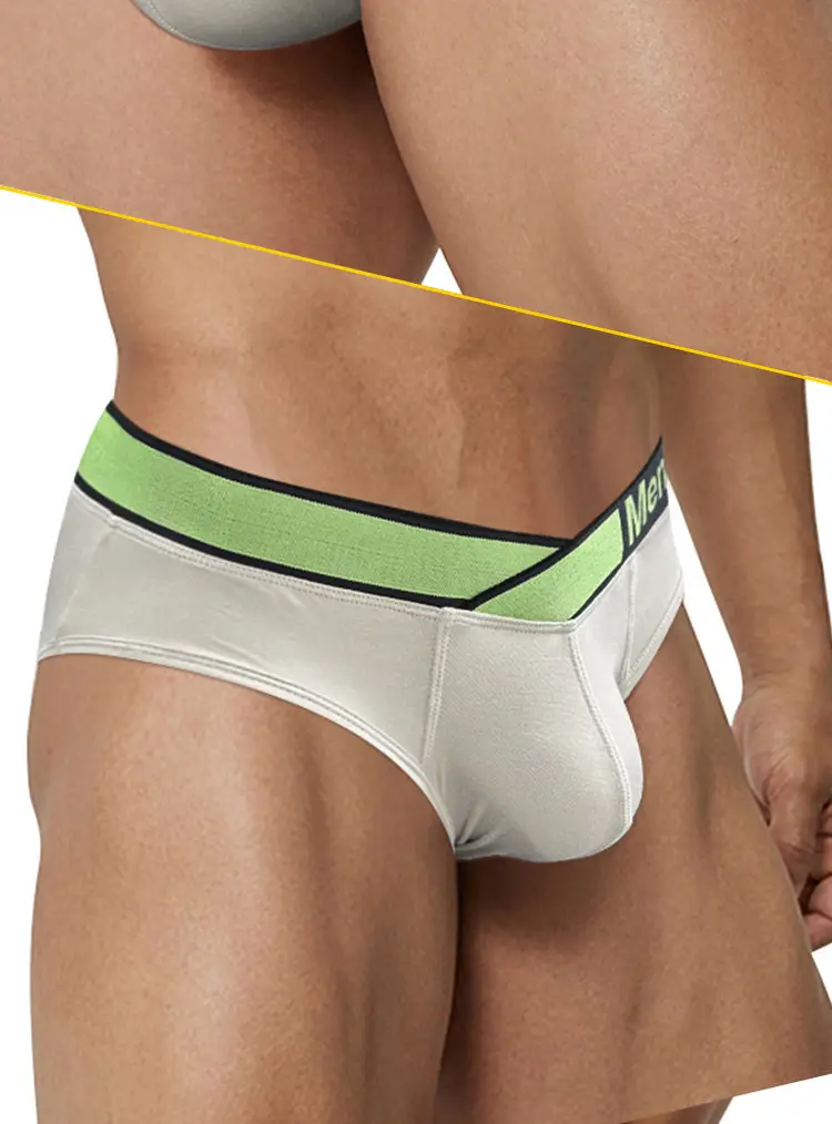 Men V-Neck Laser Gradient Waist Underwear Black Green — feature 31
