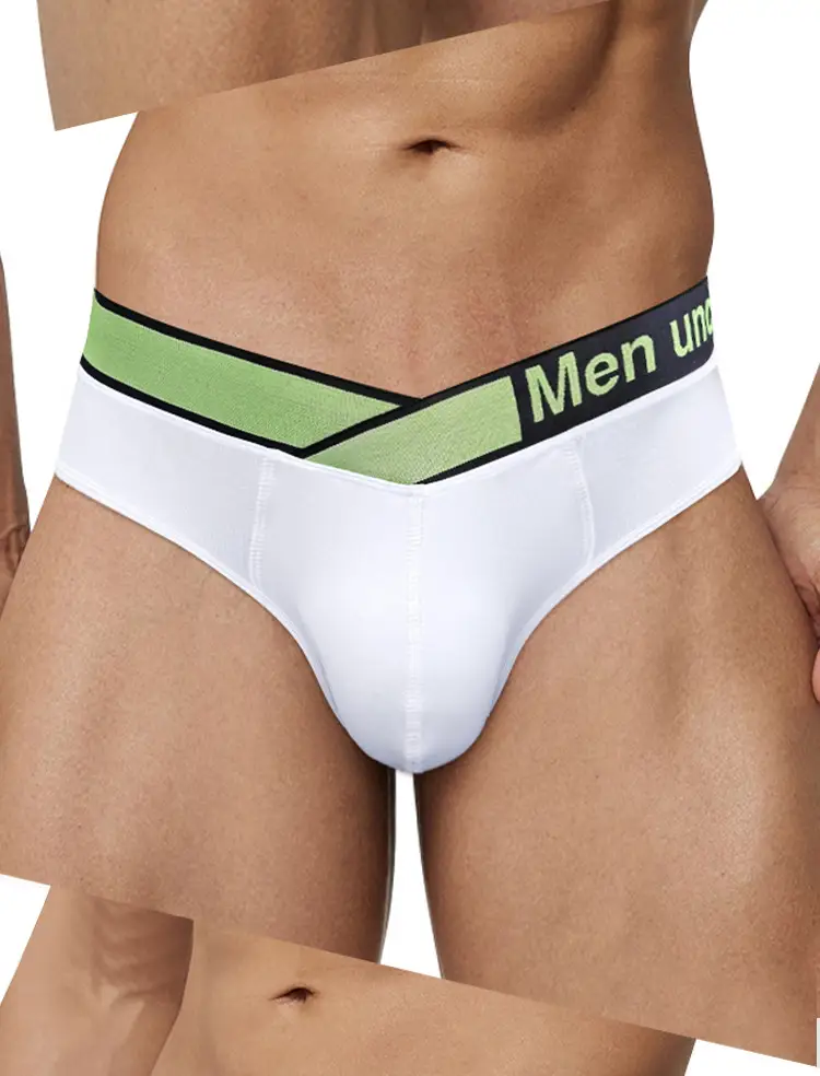 Men V-Neck Laser Gradient Waist Underwear Black Green — feature 32