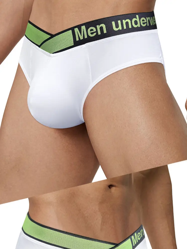 Men V-Neck Laser Gradient Waist Underwear Black Green — feature 33