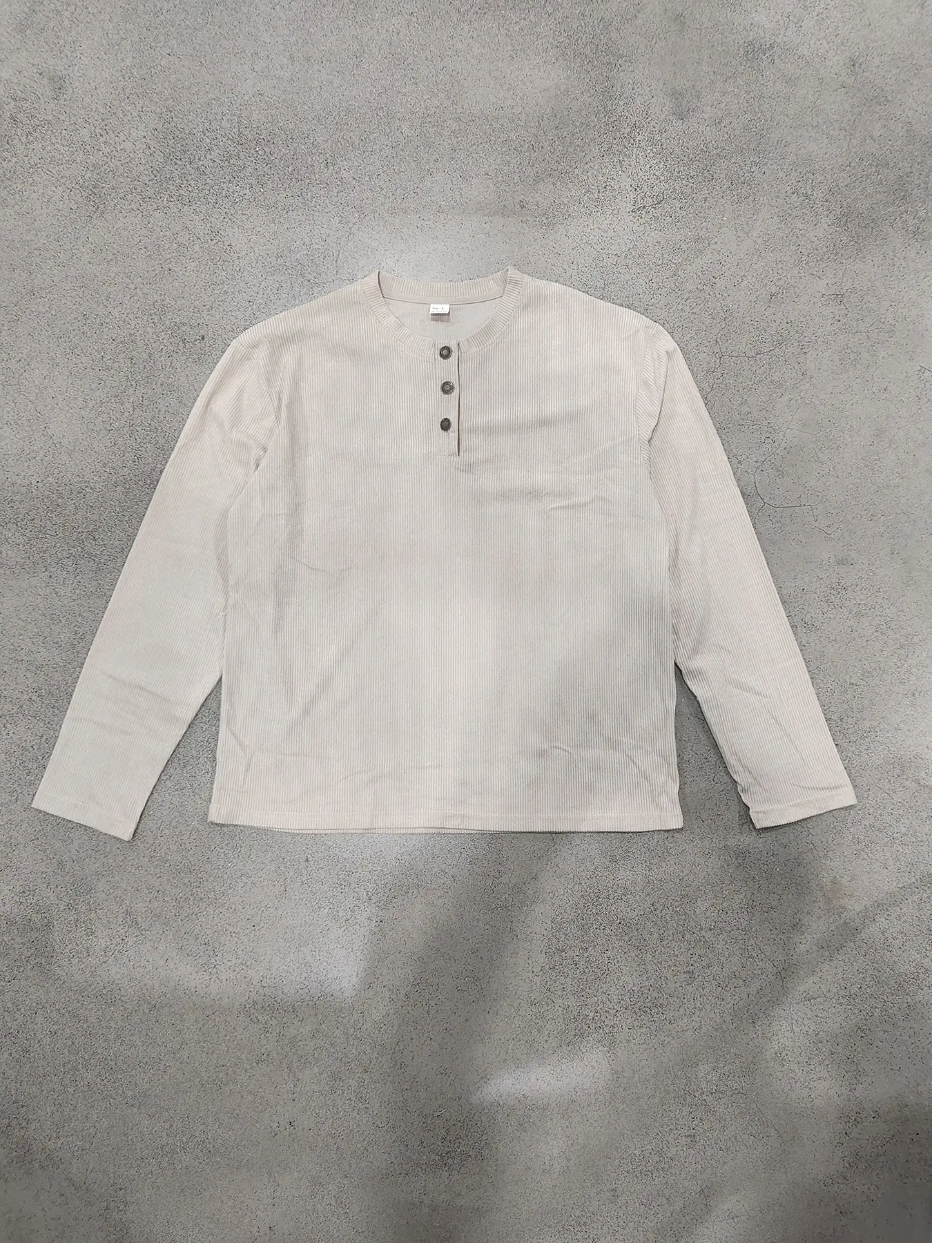 Men's Grey Corduroy Long Sleeve T-Shirt — feature 1