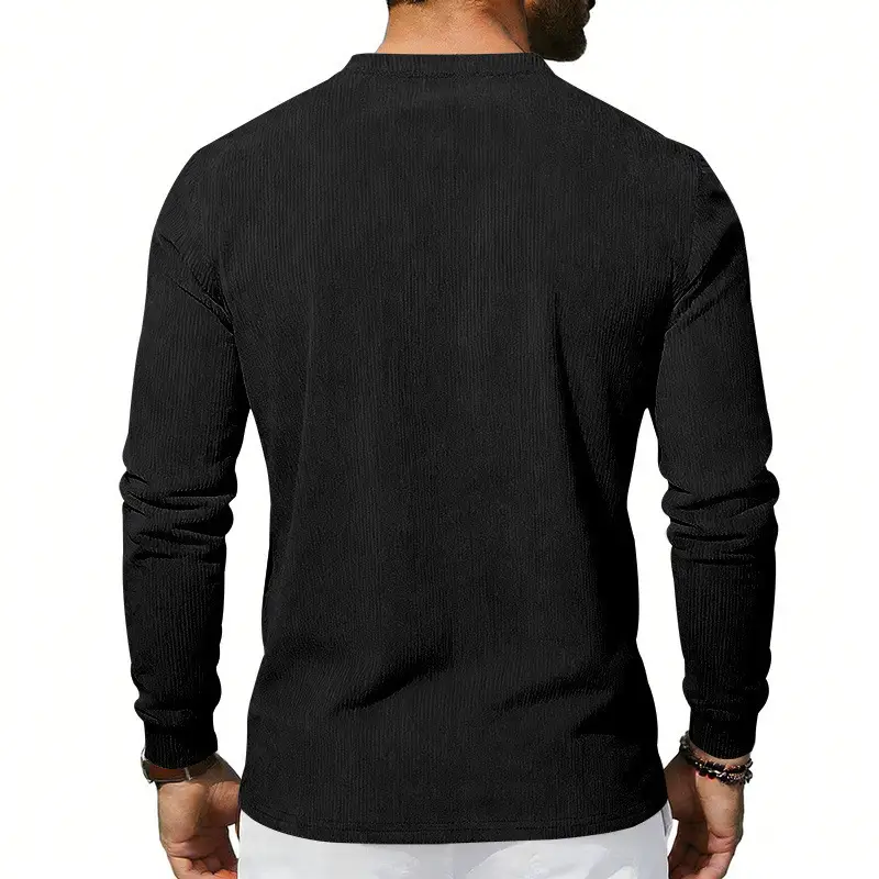 Men's Grey Corduroy Long Sleeve T-Shirt — feature 12