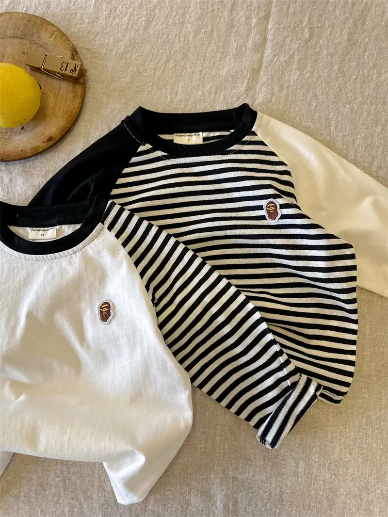 Children's Big Burger Long Sleeve T-Shirt White Blue