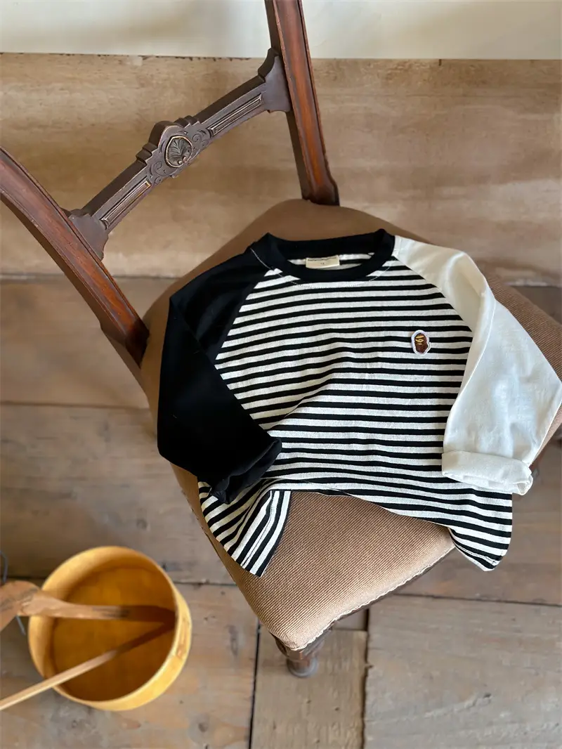 Children's Big Burger Long Sleeve T-Shirt White Blue