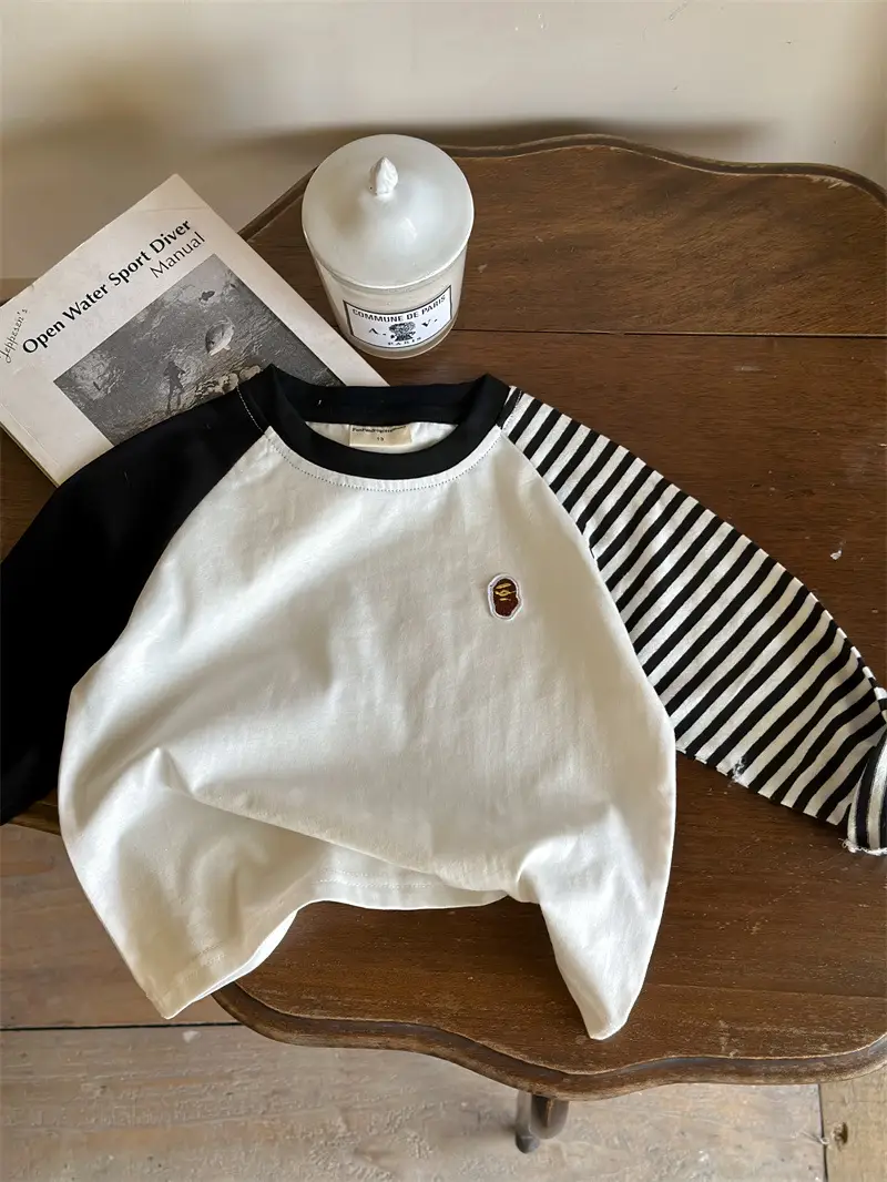 Children's Big Burger Long Sleeve T-Shirt White Blue