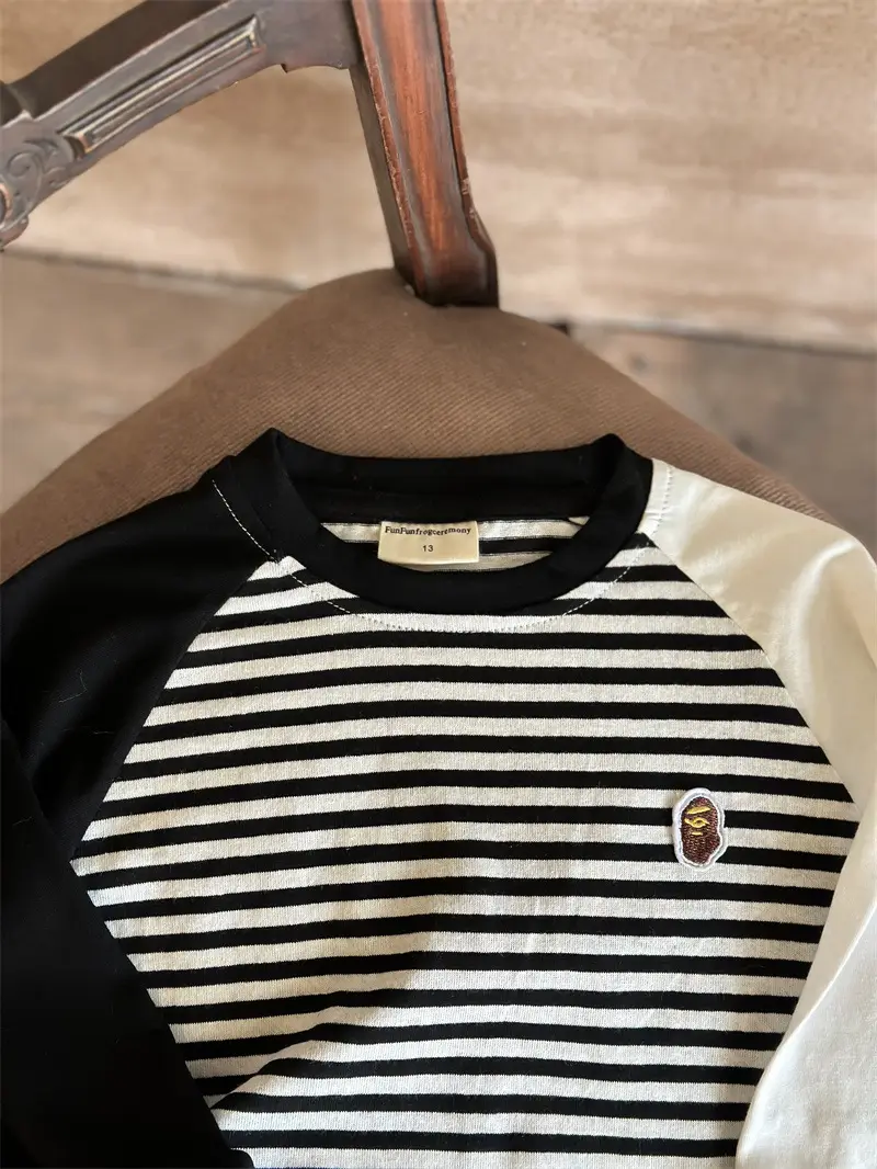 Children's Big Burger Long Sleeve T-Shirt White Blue — feature 10