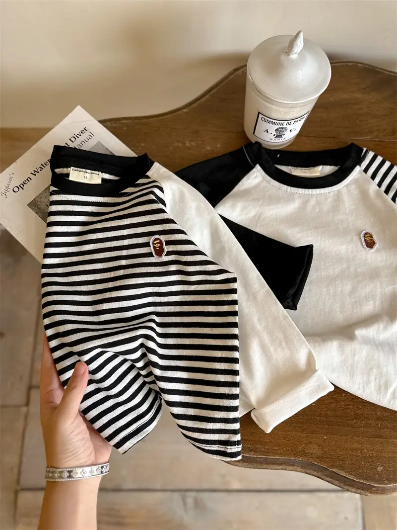 Children's Big Burger Long Sleeve T-Shirt White Blue — feature 11