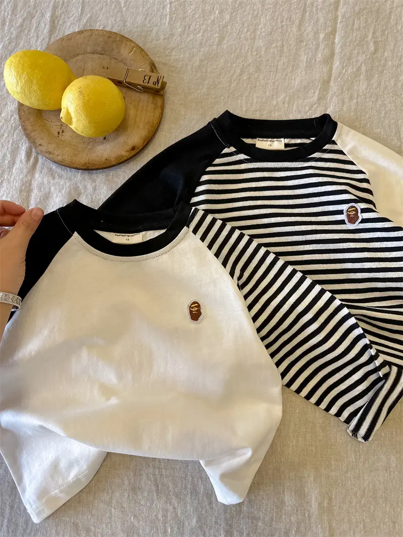 Children's Big Burger Long Sleeve T-Shirt White Blue — feature 13