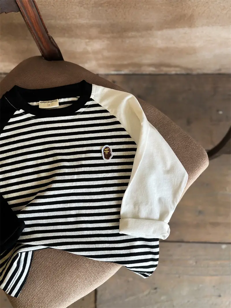 Children's Big Burger Long Sleeve T-Shirt White Blue — feature 18