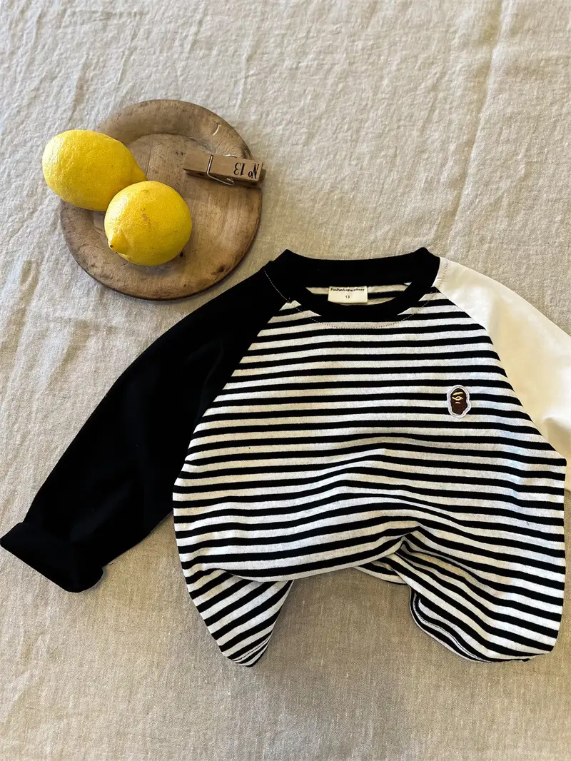 Children's Big Burger Long Sleeve T-Shirt White Blue — feature 8