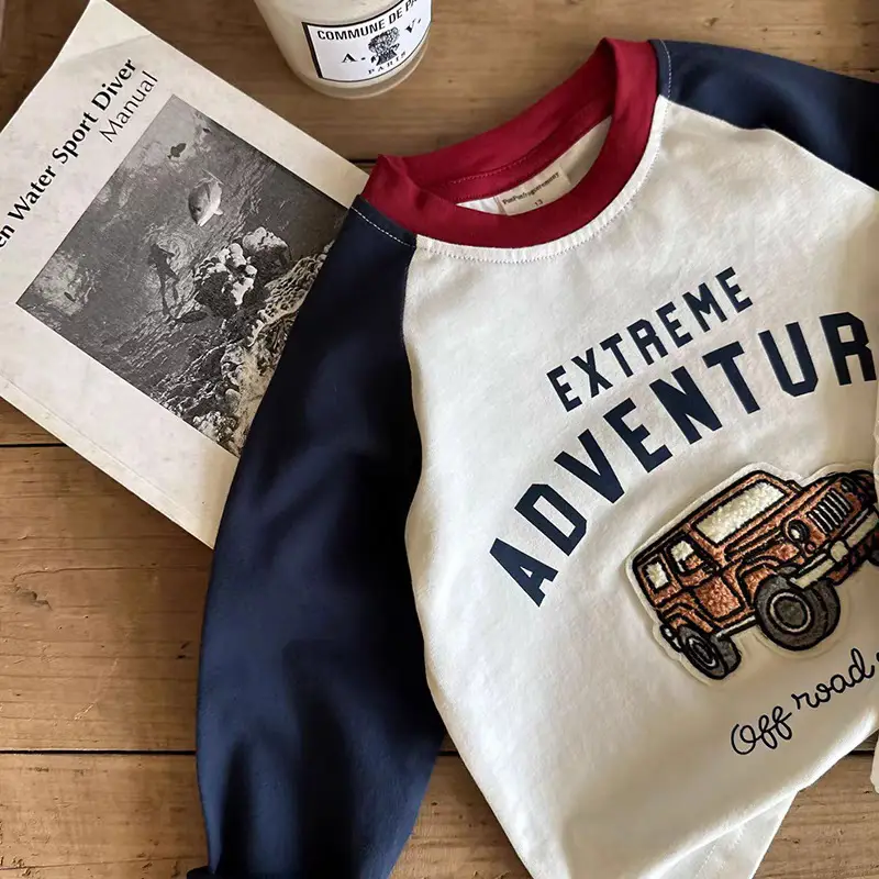 Children's Big Burger Long Sleeve T-Shirt White Blue