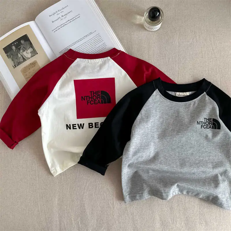 Boys Long Sleeve T-Shirt Cotton Kids Red Black Grey - Image 5