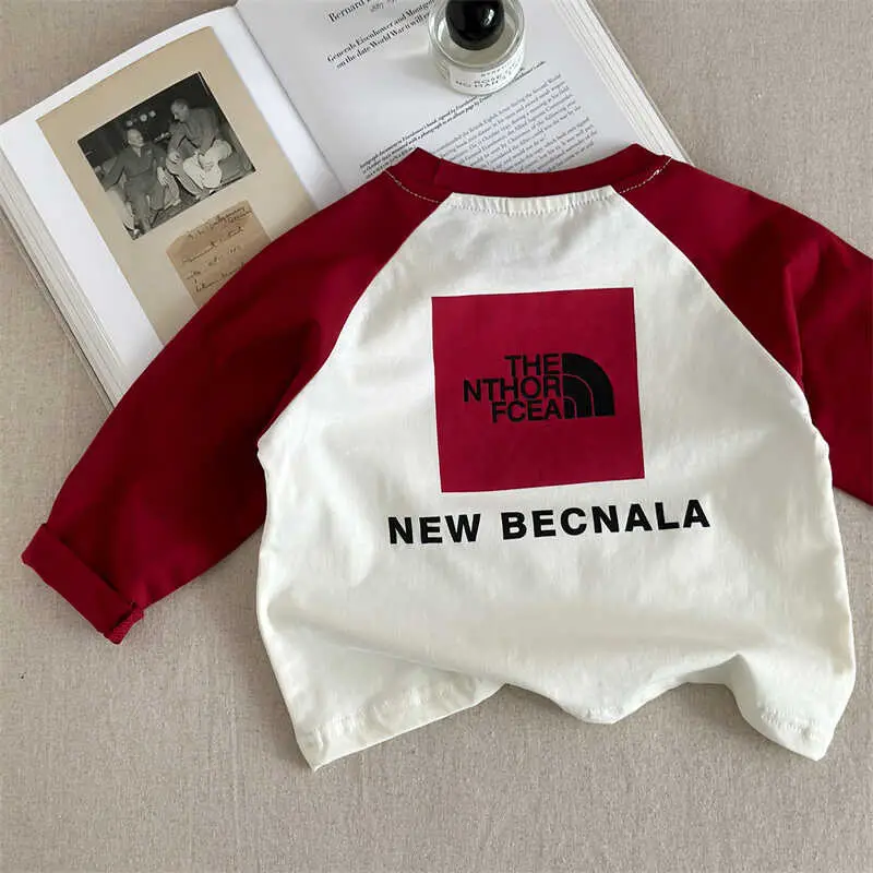 Boys Long Sleeve T-Shirt Cotton Kids Red Black Grey - Image 6