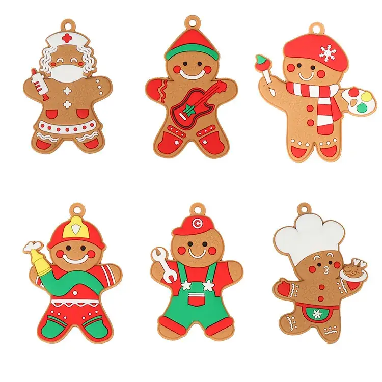Gingerbread Man Christmas Pendant Set of 6