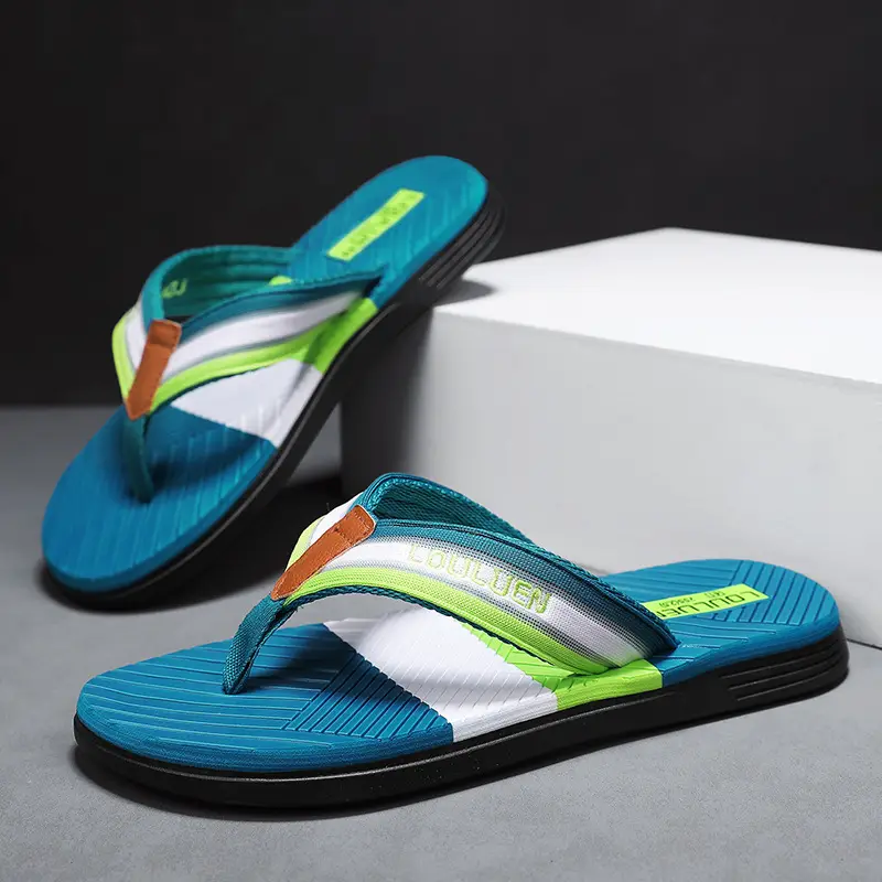 2025 Korean Style Green Orange Flip Flops for Men - Image 7