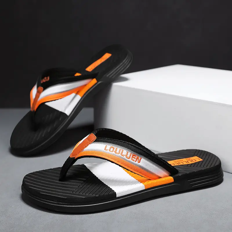 2025 Korean Style Green Orange Flip Flops for Men - Image 8