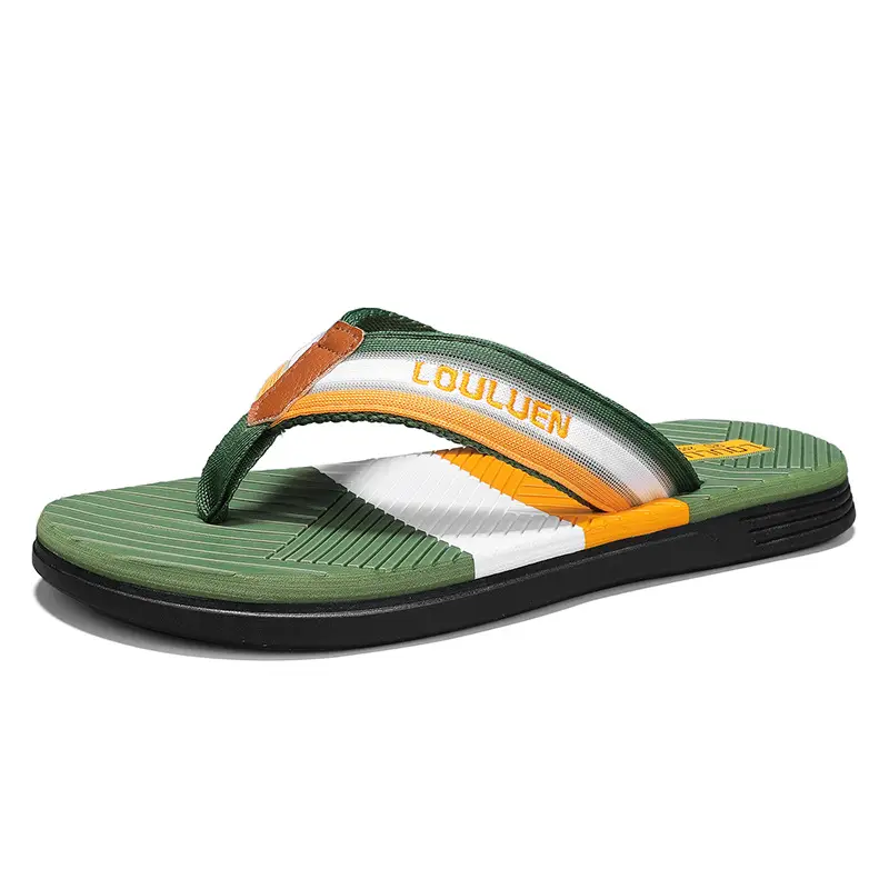 2025 Korean Style Green Orange Flip Flops for Men - Image 9