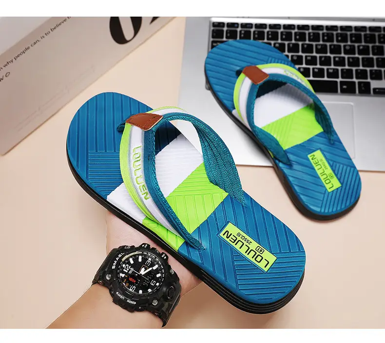 2025 Korean Style Green Orange Flip Flops for Men — feature 9