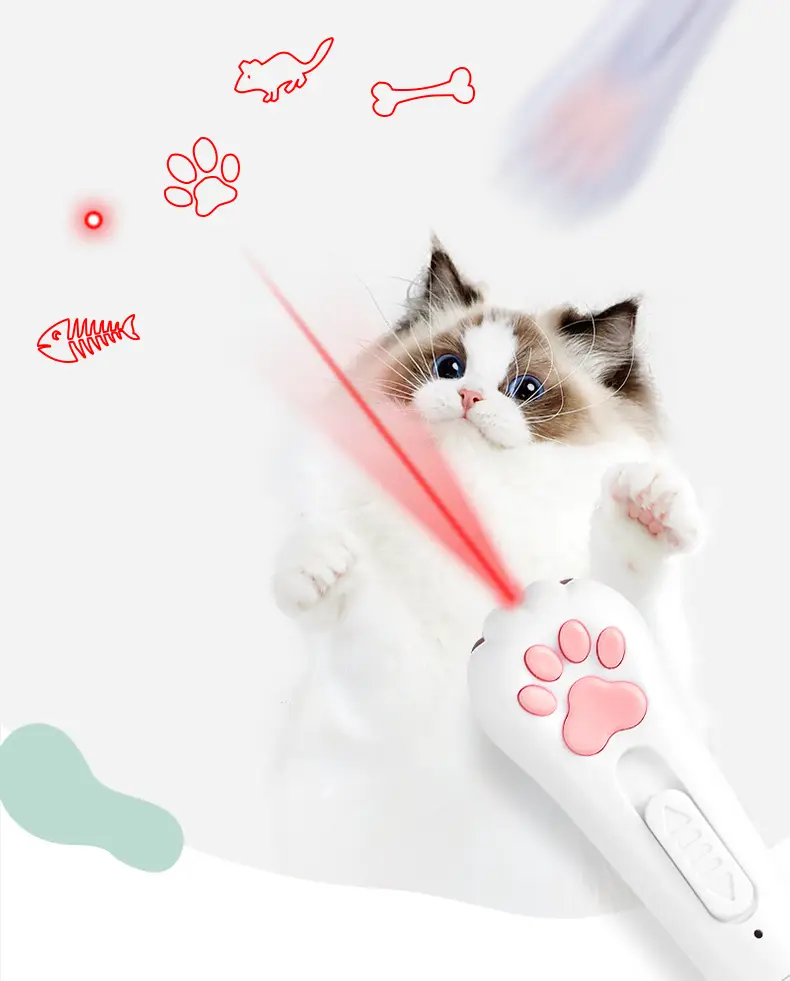 Pink Cat Teasing Stick with UV Light & USB Rechargeable — feature 1