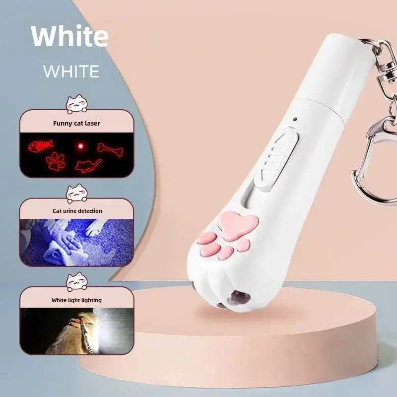 Pink Cat Teasing Stick with UV Light & USB Rechargeable