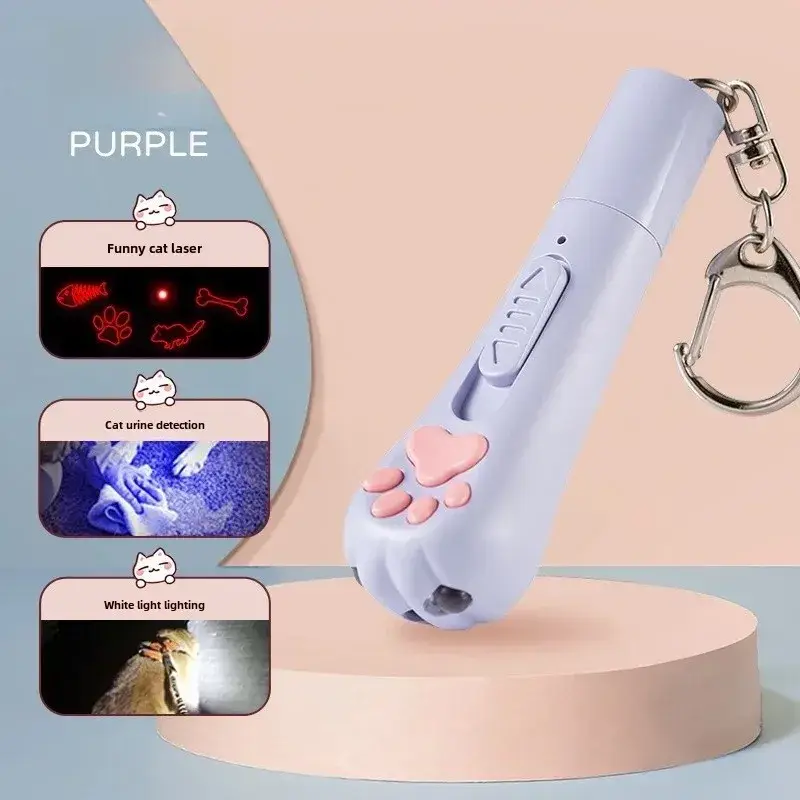 Pink Cat Teasing Stick with UV Light & USB Rechargeable