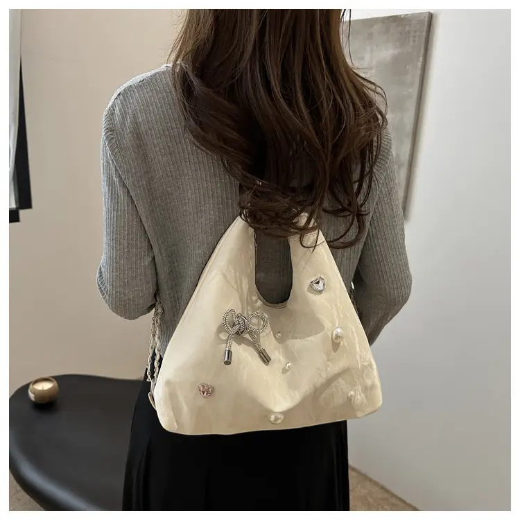 Black Pearl Embellished Crossbody Backpack for Women — feature 10