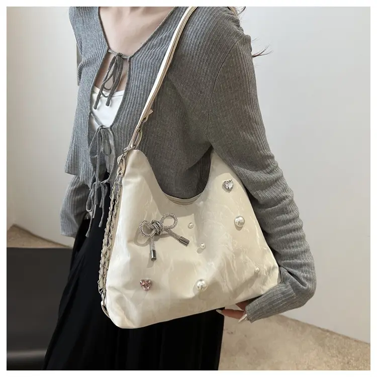 Black Pearl Embellished Crossbody Backpack for Women — feature 11