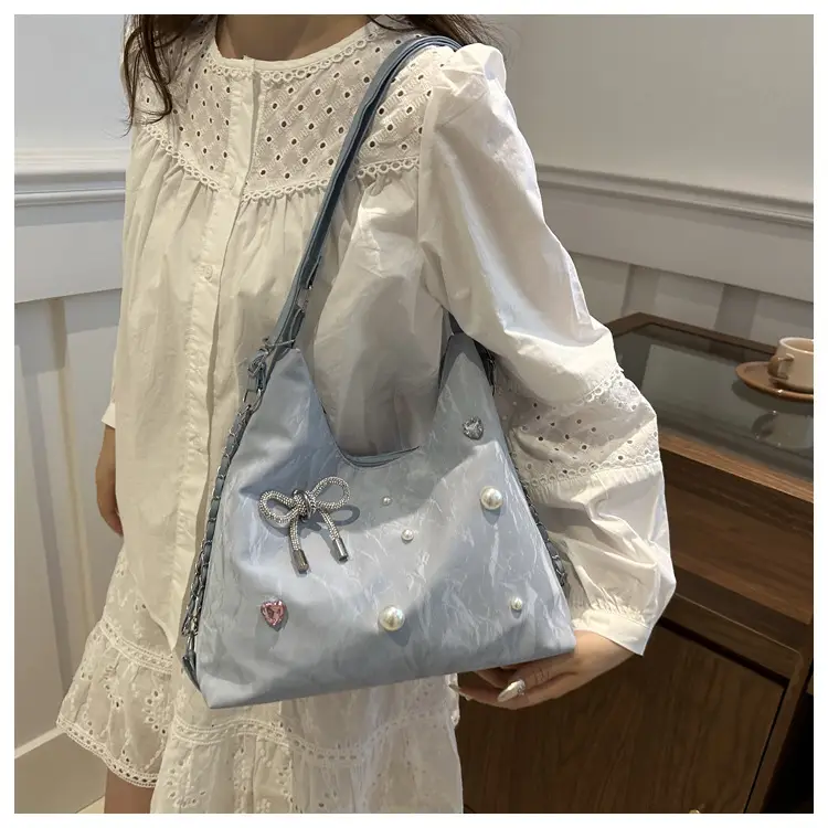 Black Pearl Embellished Crossbody Backpack for Women — feature 13