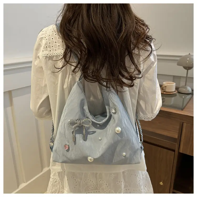 Black Pearl Embellished Crossbody Backpack for Women — feature 14