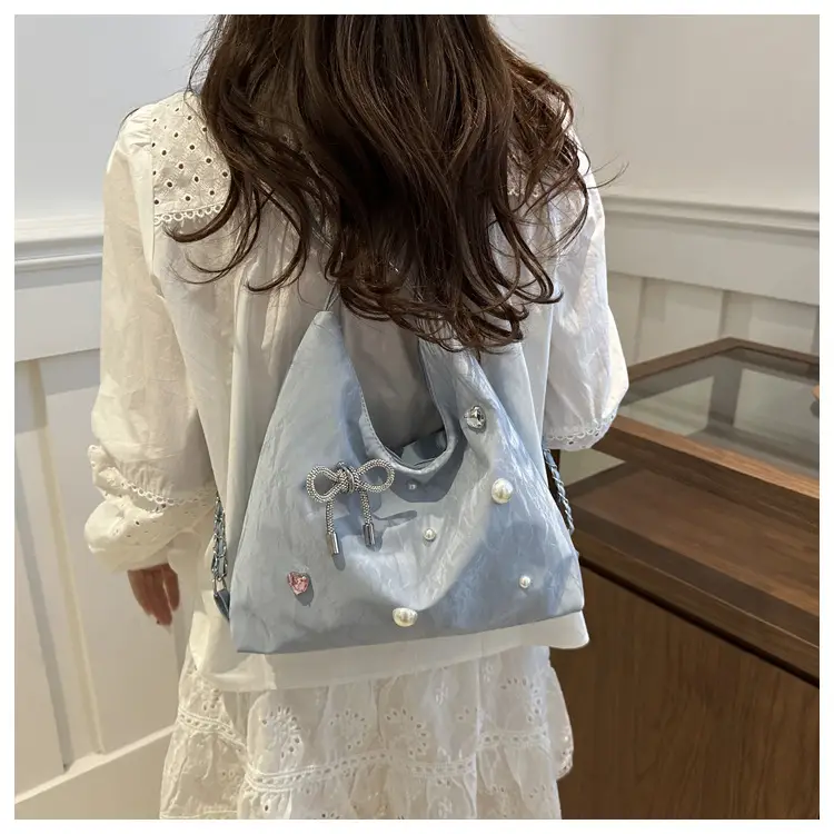 Black Pearl Embellished Crossbody Backpack for Women — feature 15