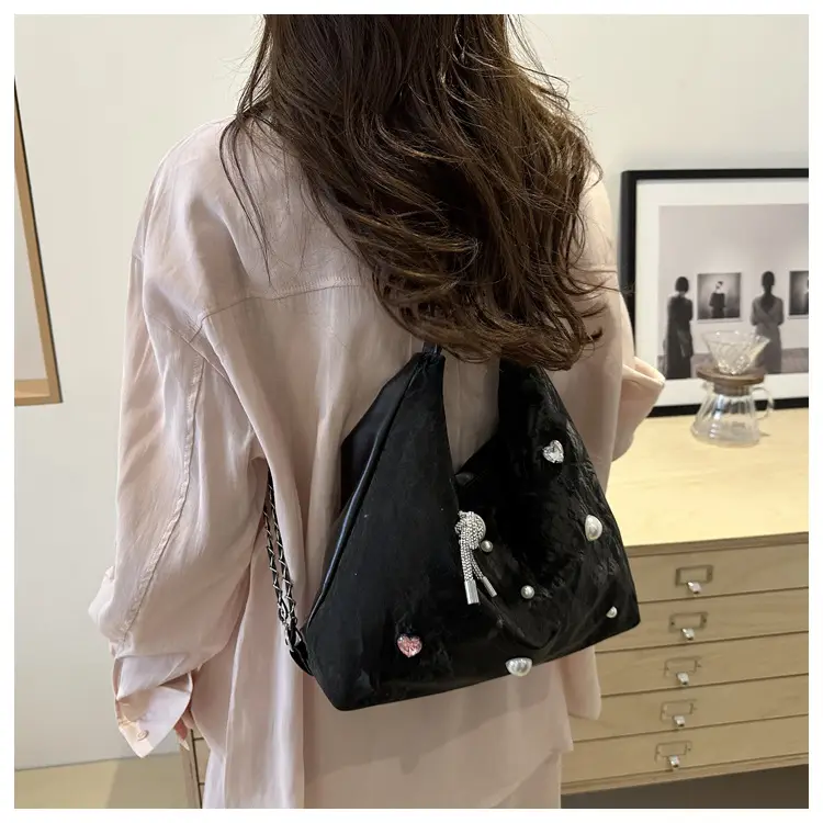 Black Pearl Embellished Crossbody Backpack for Women — feature 16