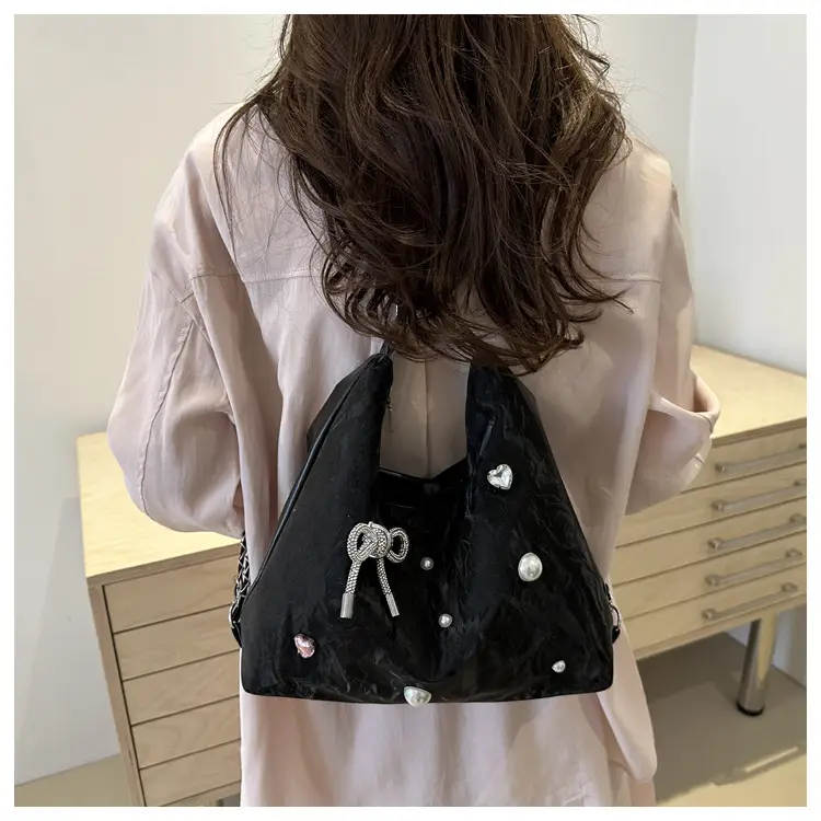 Black Pearl Embellished Crossbody Backpack for Women — feature 17