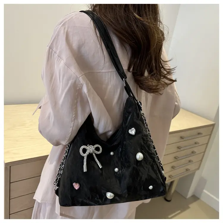Black Pearl Embellished Crossbody Backpack for Women — feature 18