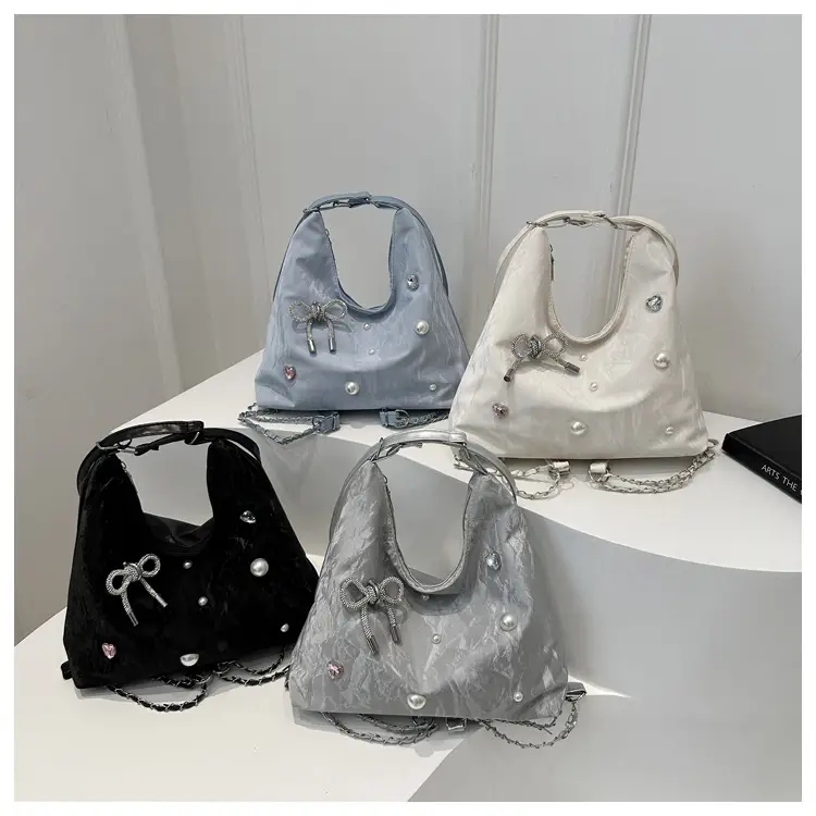 Black Pearl Embellished Crossbody Backpack for Women — feature 20